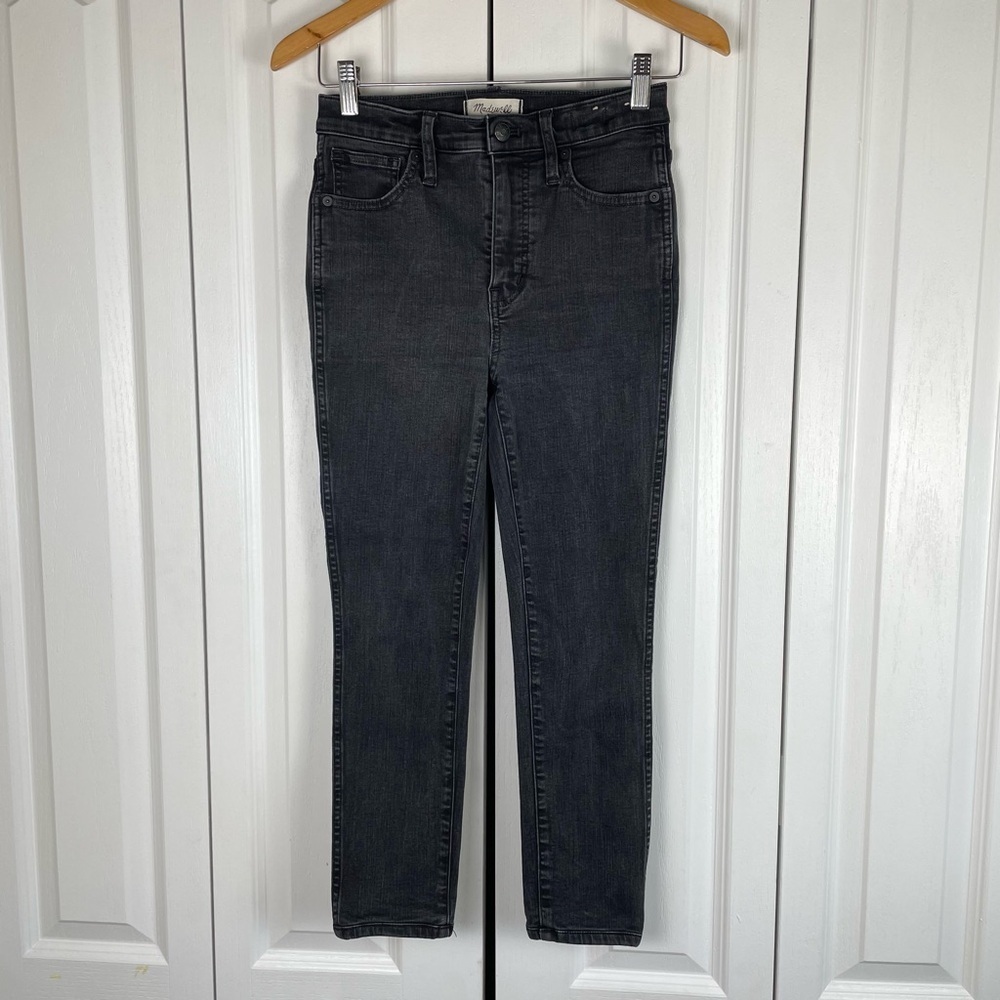 Madewell 10” High Rise Skinny Jeans Womens 26 Black Cropped Grunge Casual Preppy